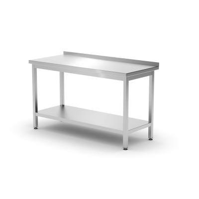 Nástěnný stůl s policí – přišroubovaný, hloubka 600 mm, HENDI, Profi Line, 1400x600x(H)850mm | 811481